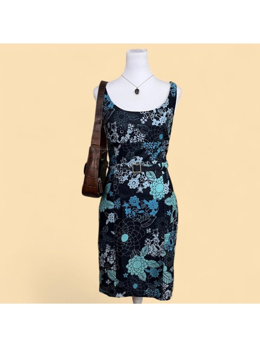 y2k express blue floral girly cottagecore whimsical summer dress with belt
